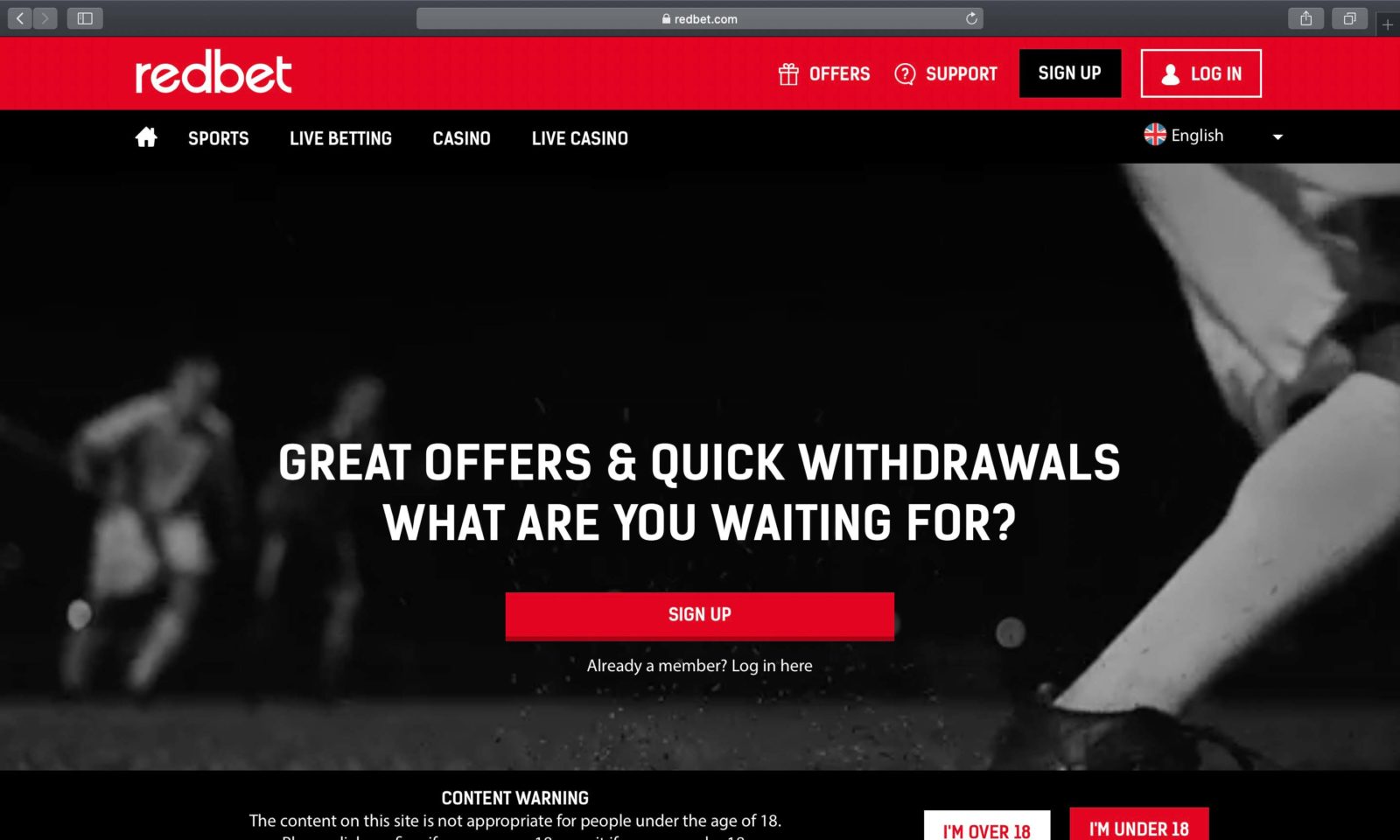 Screenshot of redbet.com