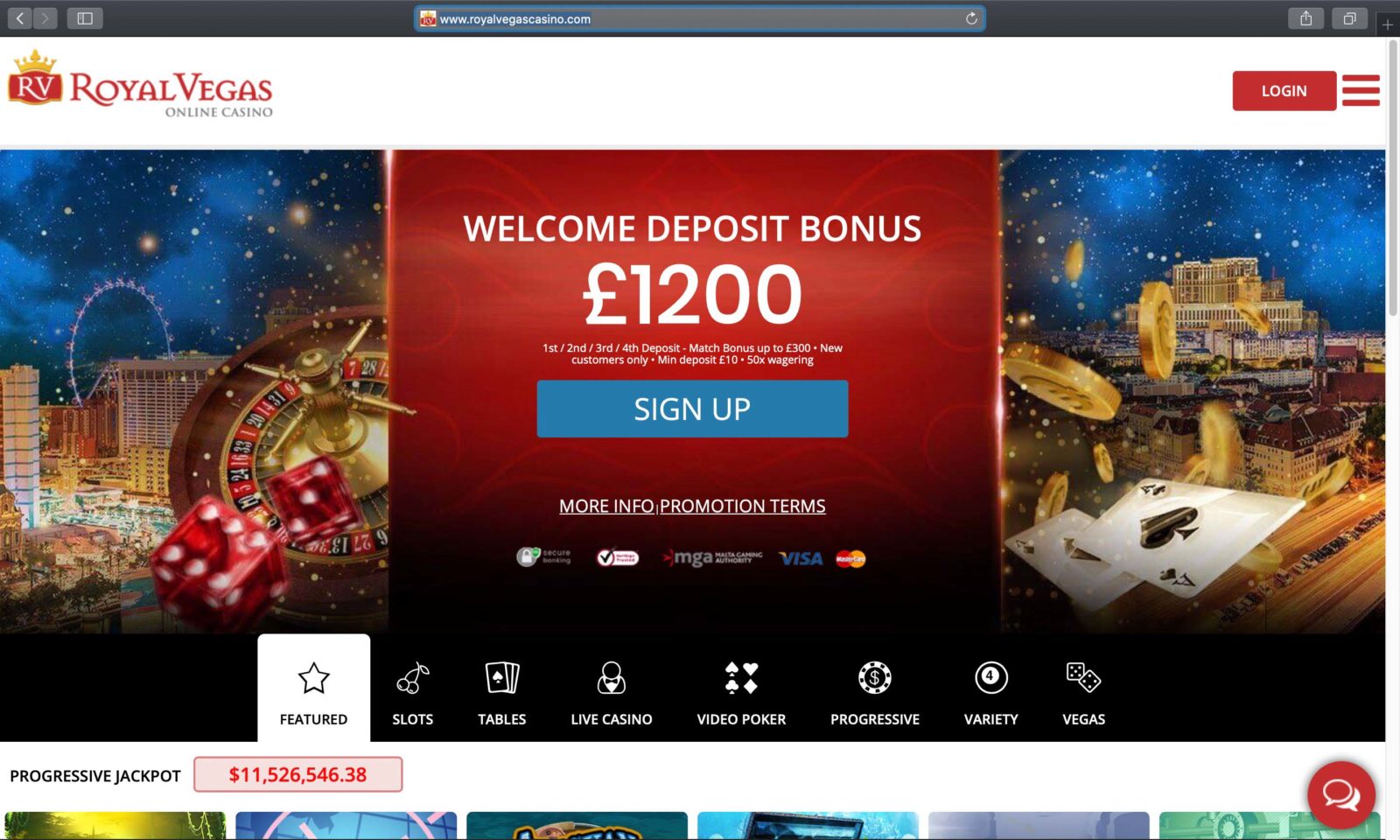 Screenshot of royalvegascasino.com