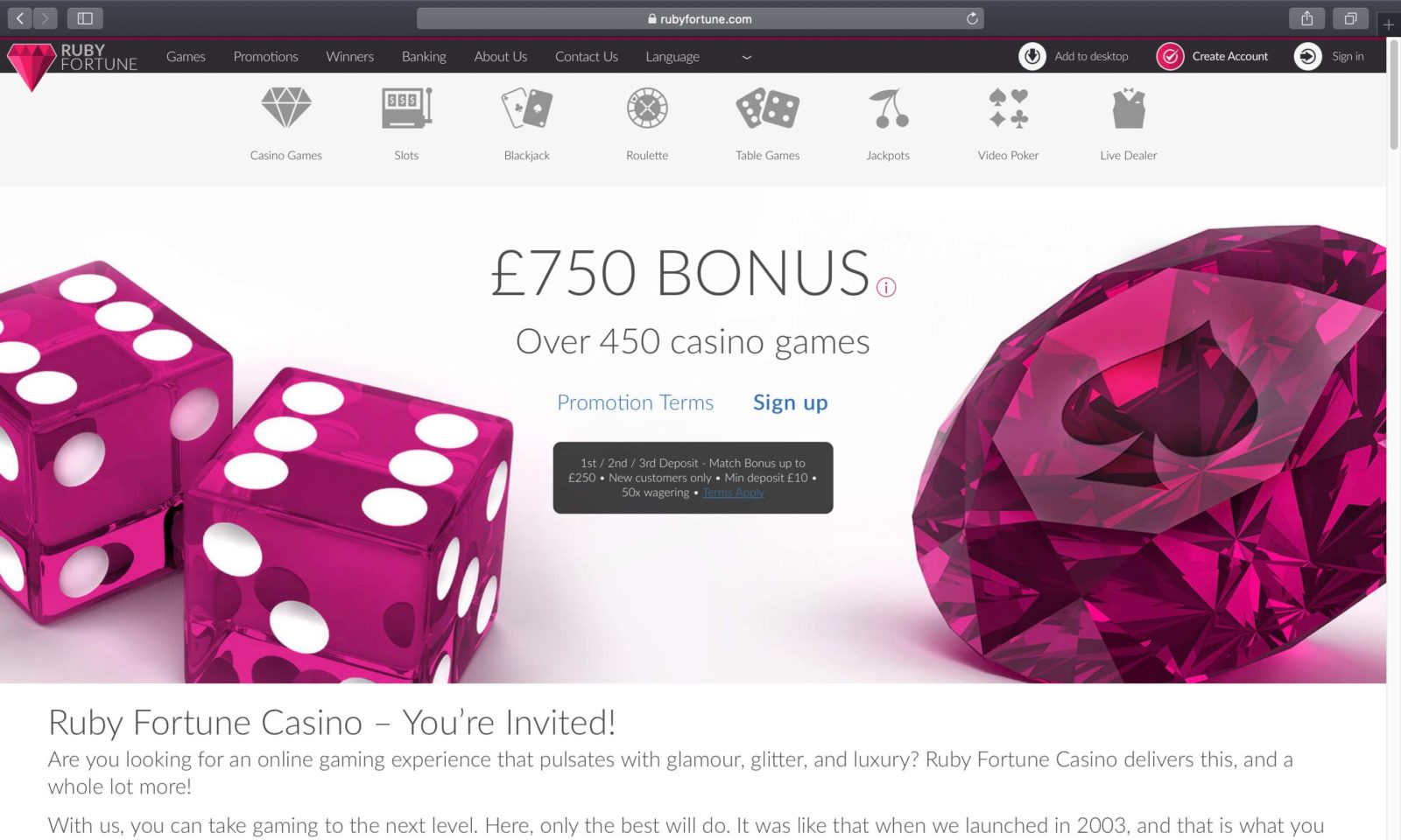 Screenshot of rubyfortune.com