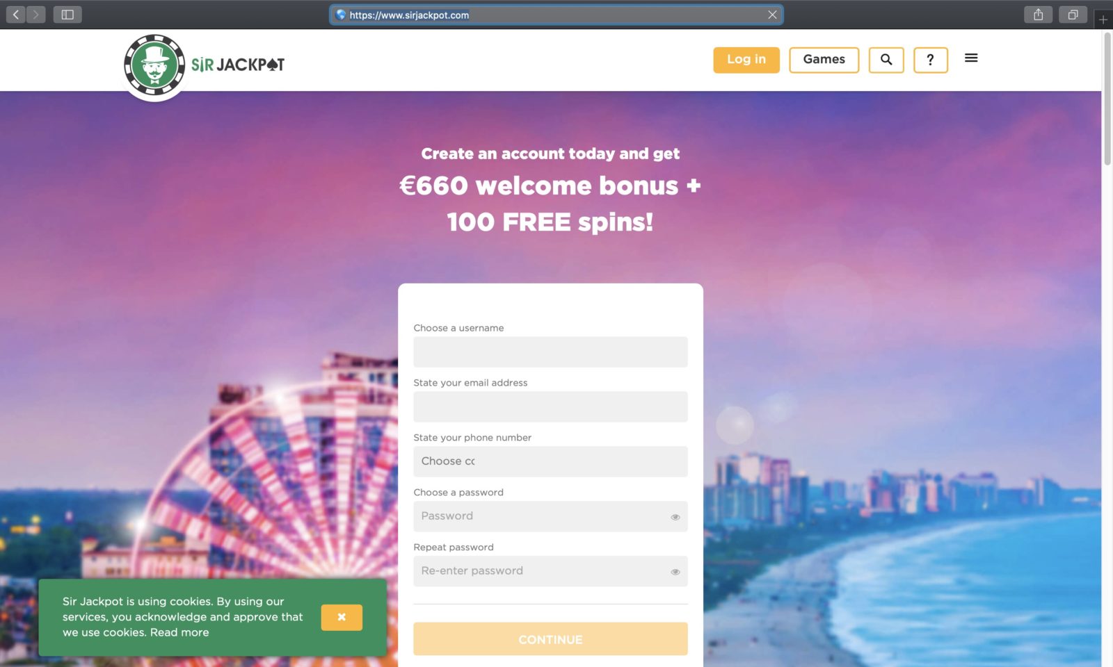 Screenshot of sirjackpot.com