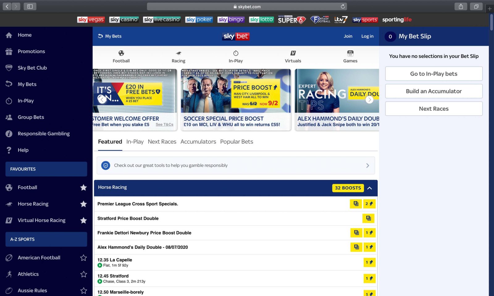Screenshot of skybet.com