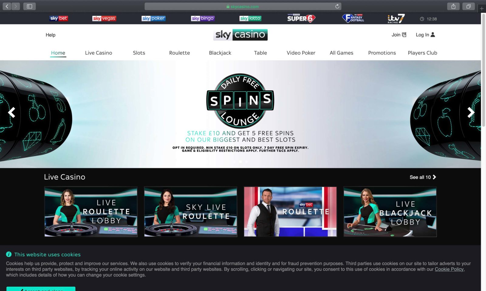Screenshot of skycasino.com