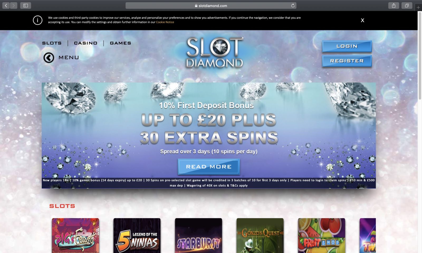 Screenshot of slotdiamond.com