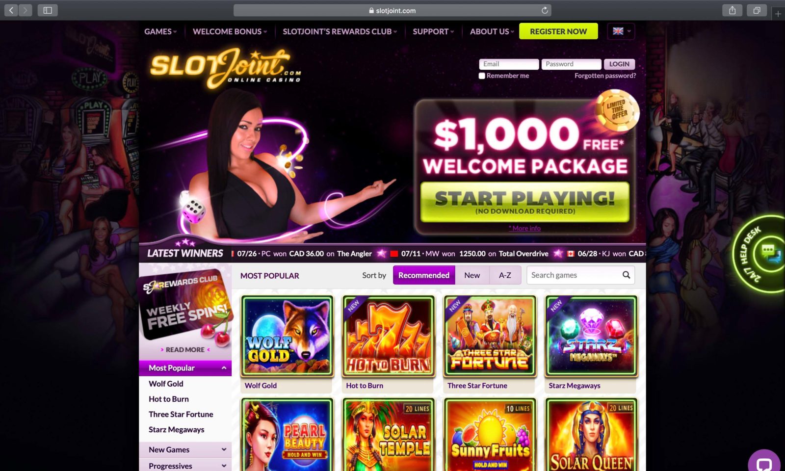 Screenshot of slotjoint.com