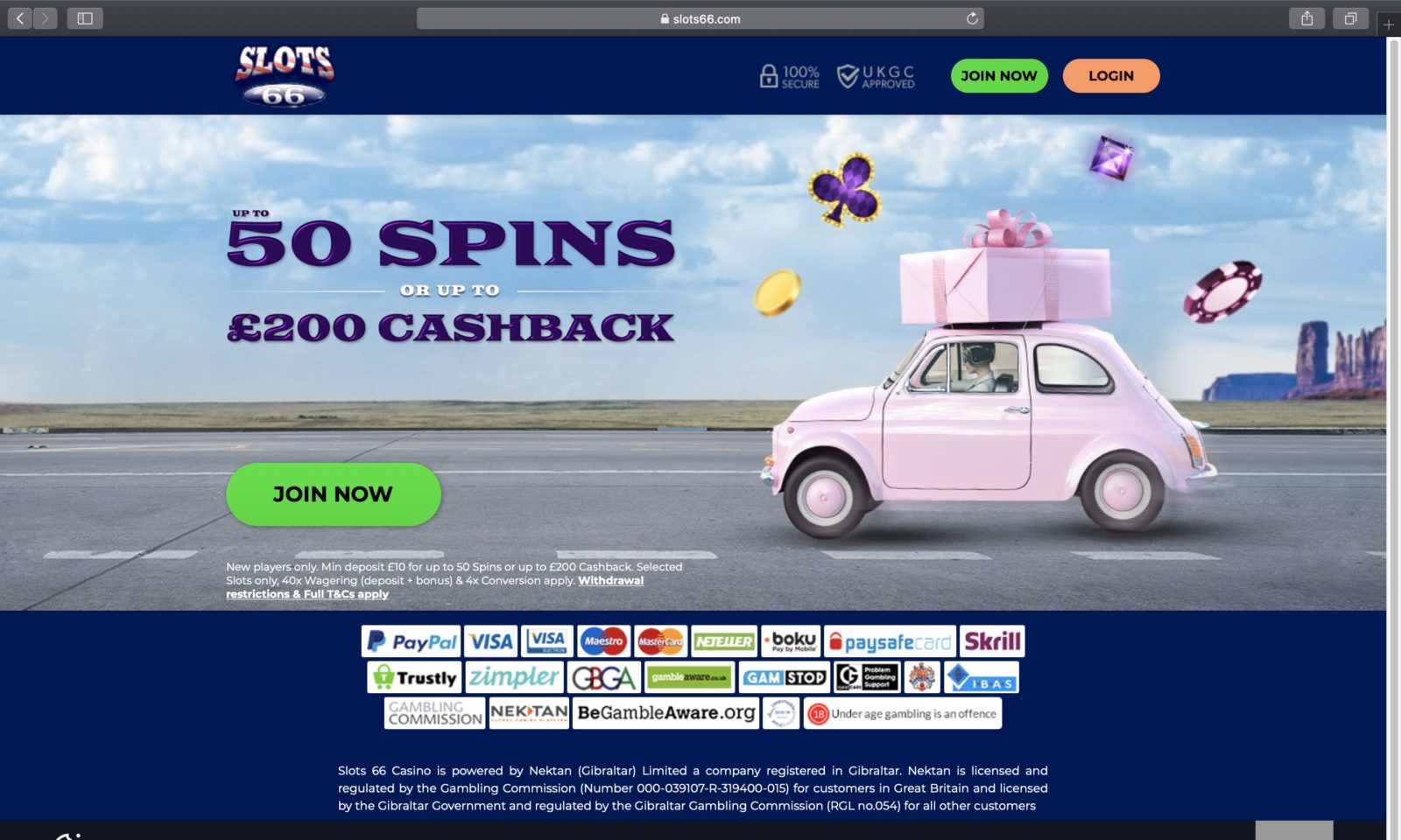 Screenshot of slots66.com