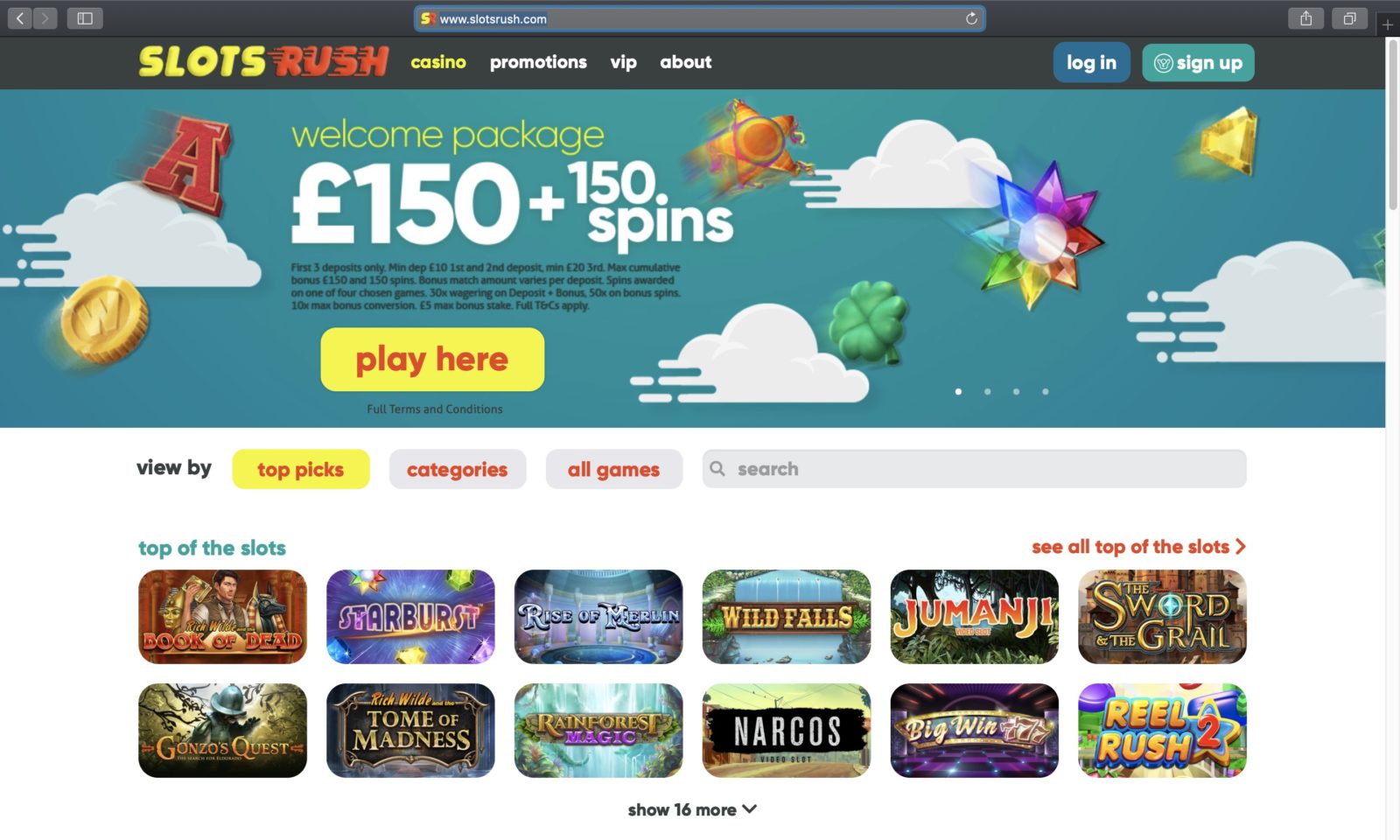 Screenshot of slotsrush.com