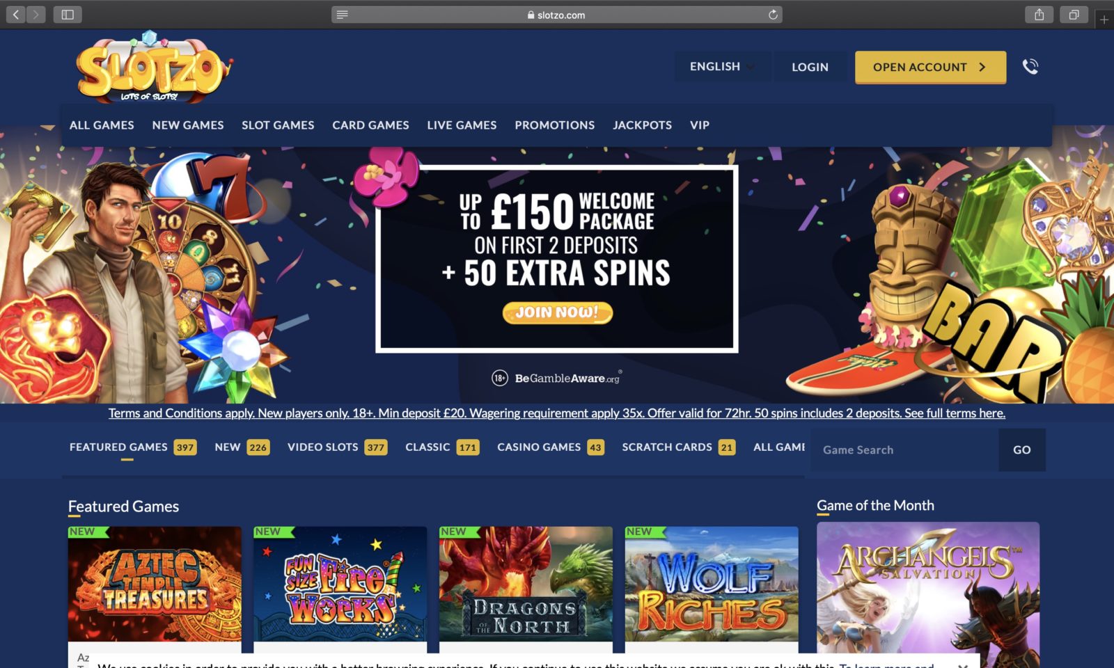 Screenshot of slotzo.com