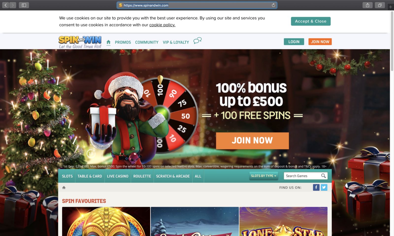 Screenshot of spinandwin.com