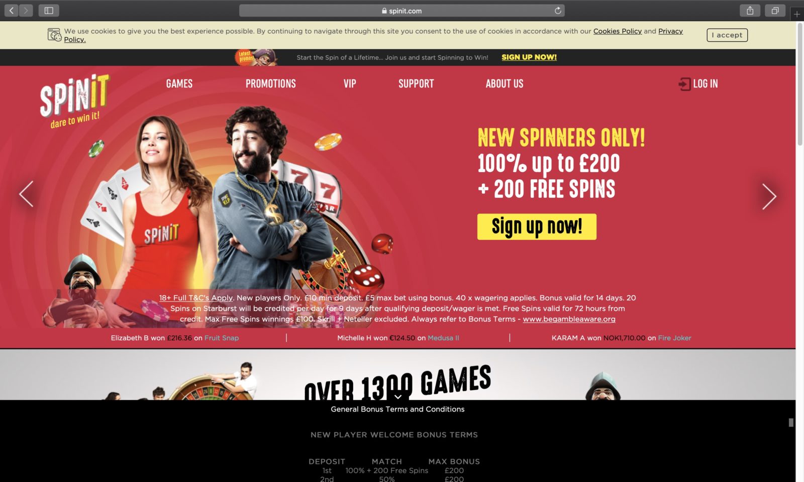 Screenshot of spinit.com