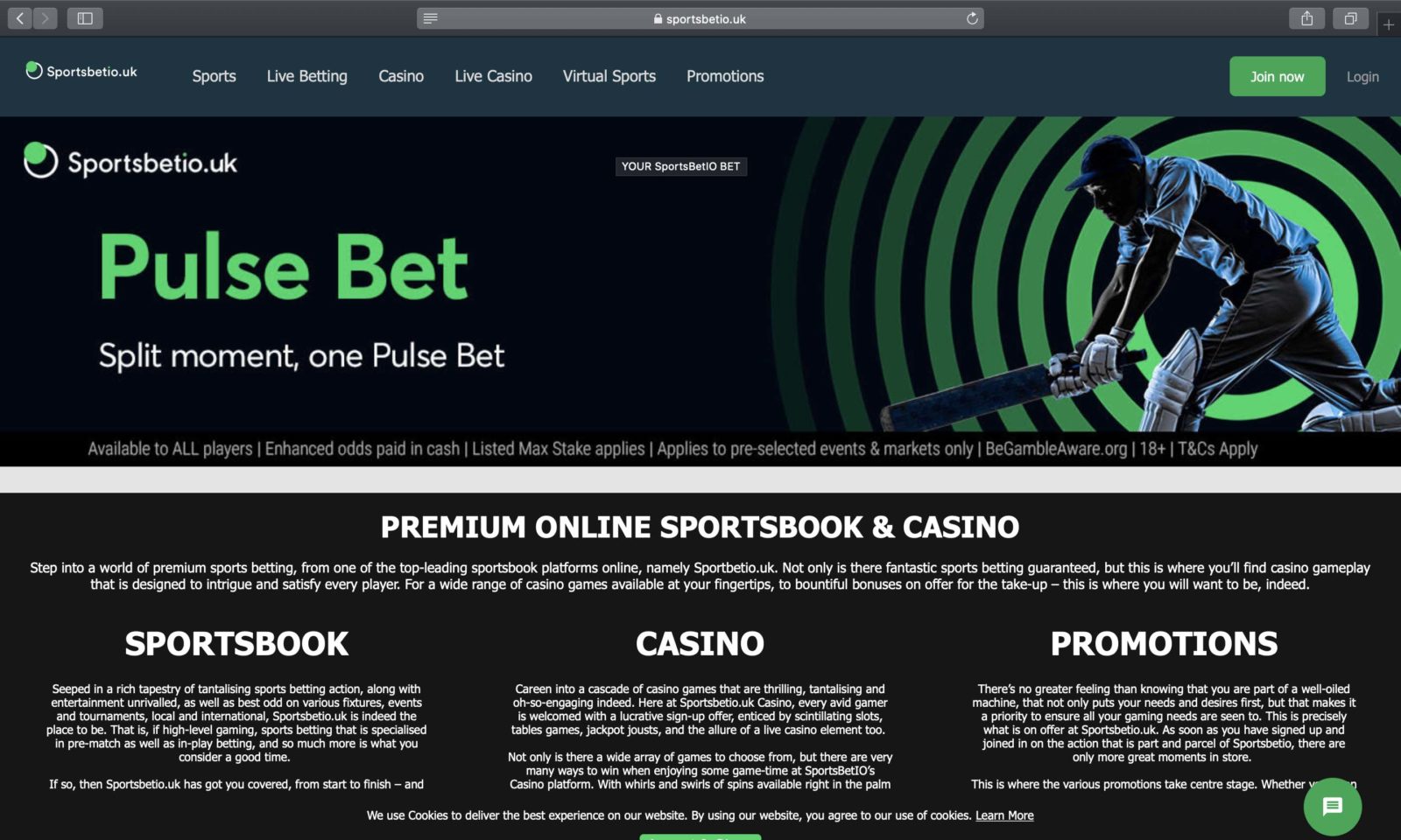 Screenshot of sportsbetio.uk