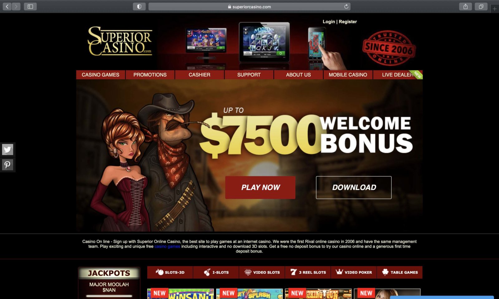 Screenshot of superiorcasino.com