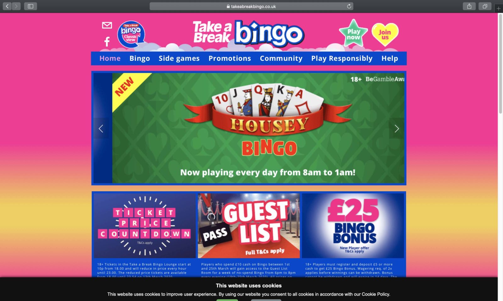 Screenshot of takeabreakbingo.co.uk