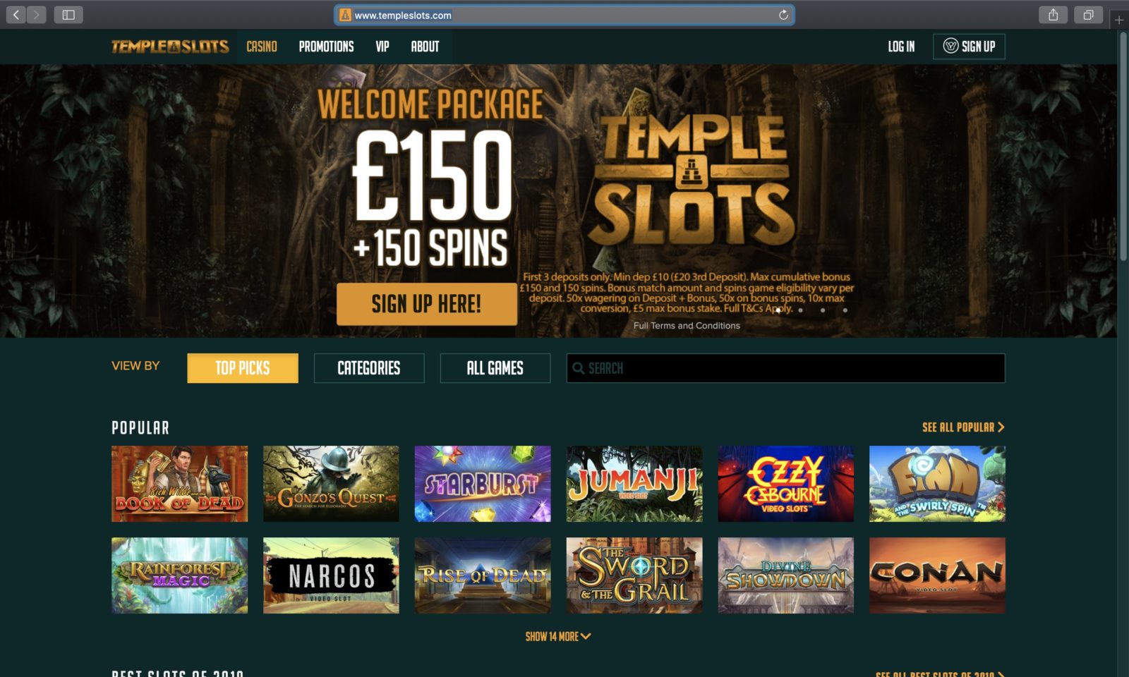 Screenshot of templeslots.com