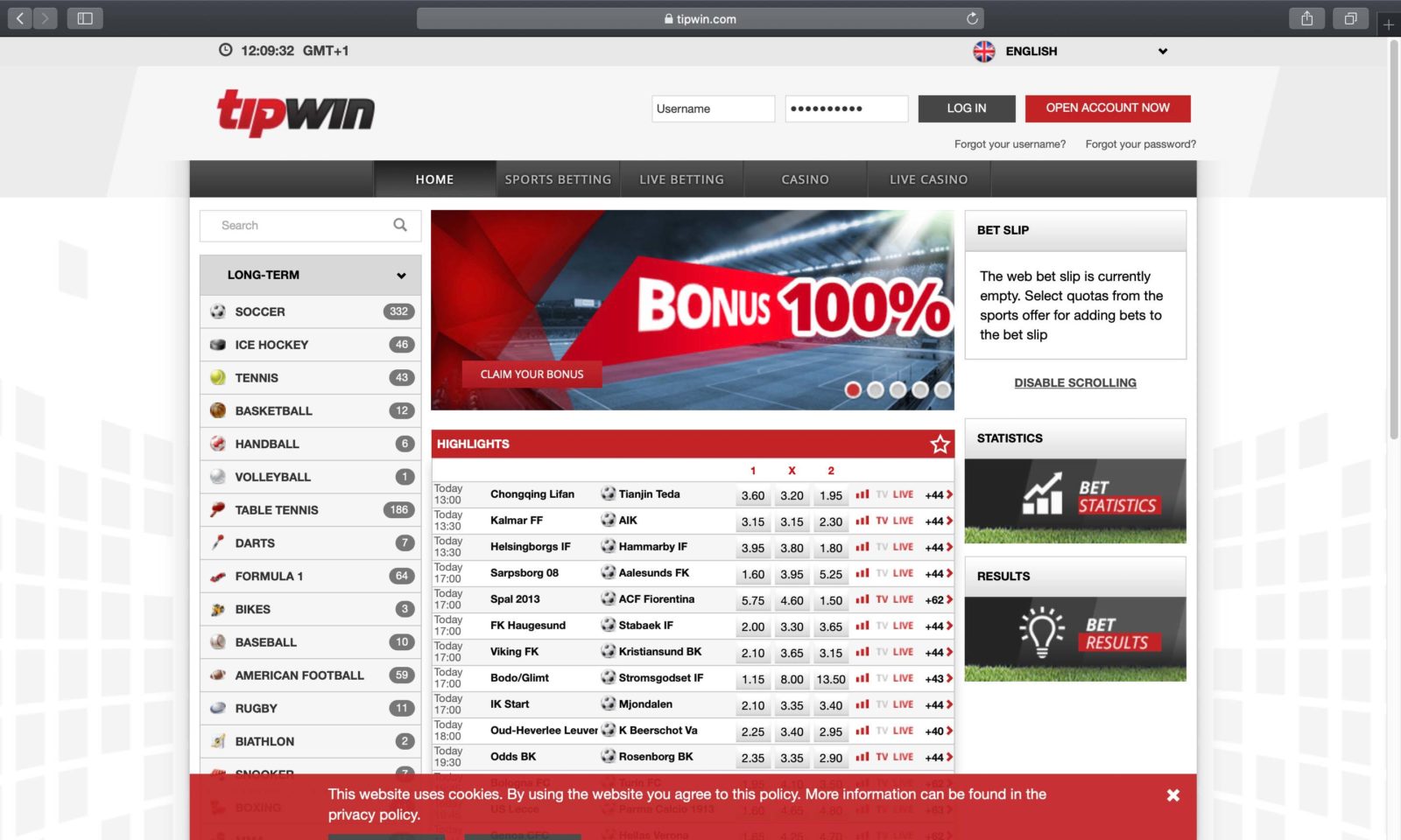 Screenshot of tipwin.com