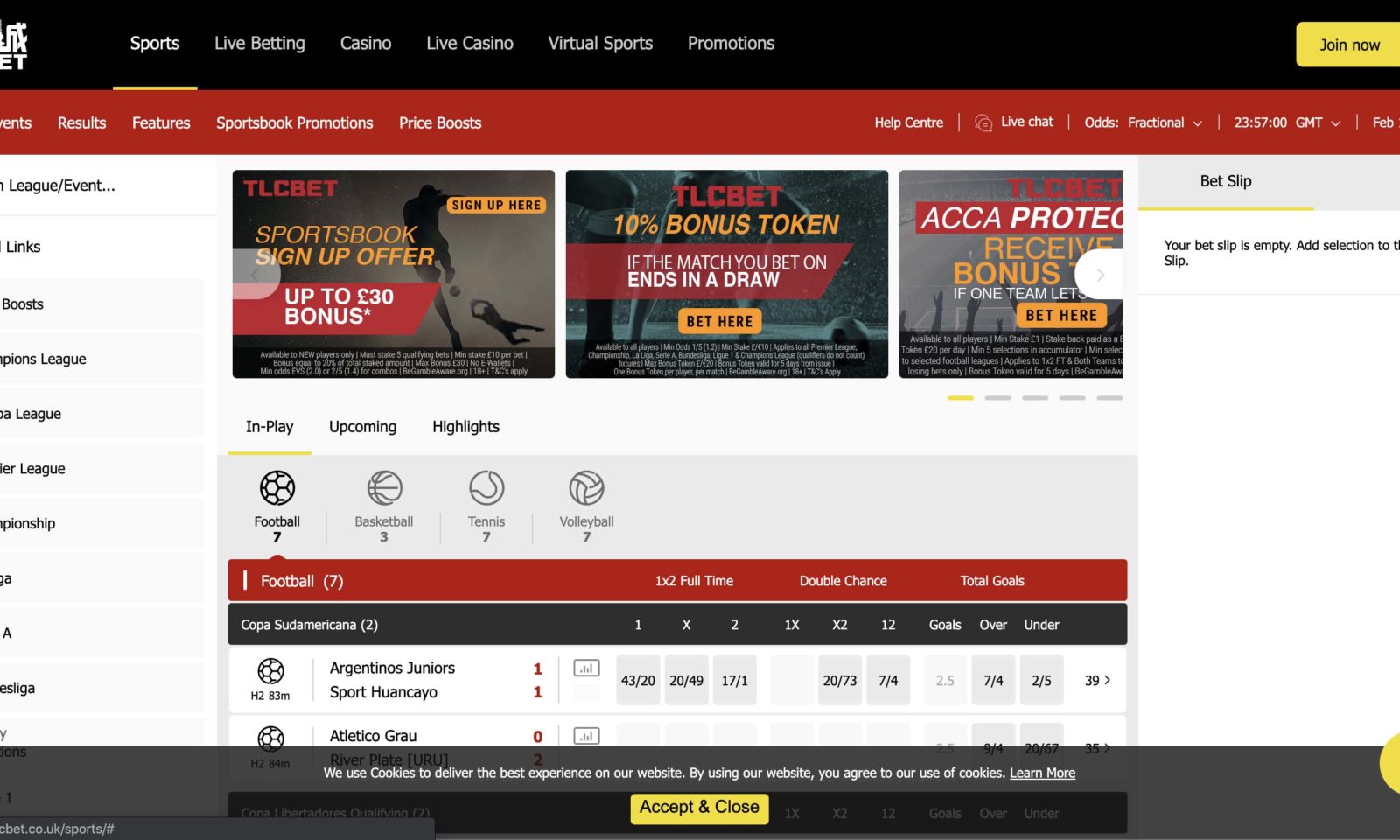 Screenshot of tlcbet.co.uk