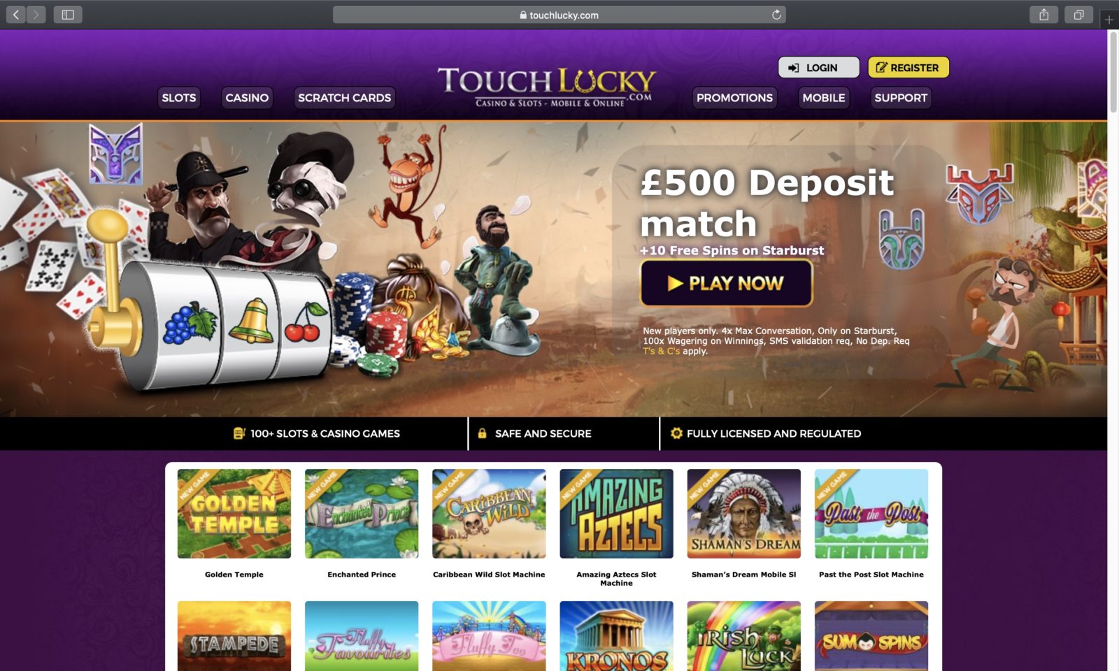 Screenshot of touchlucky.com