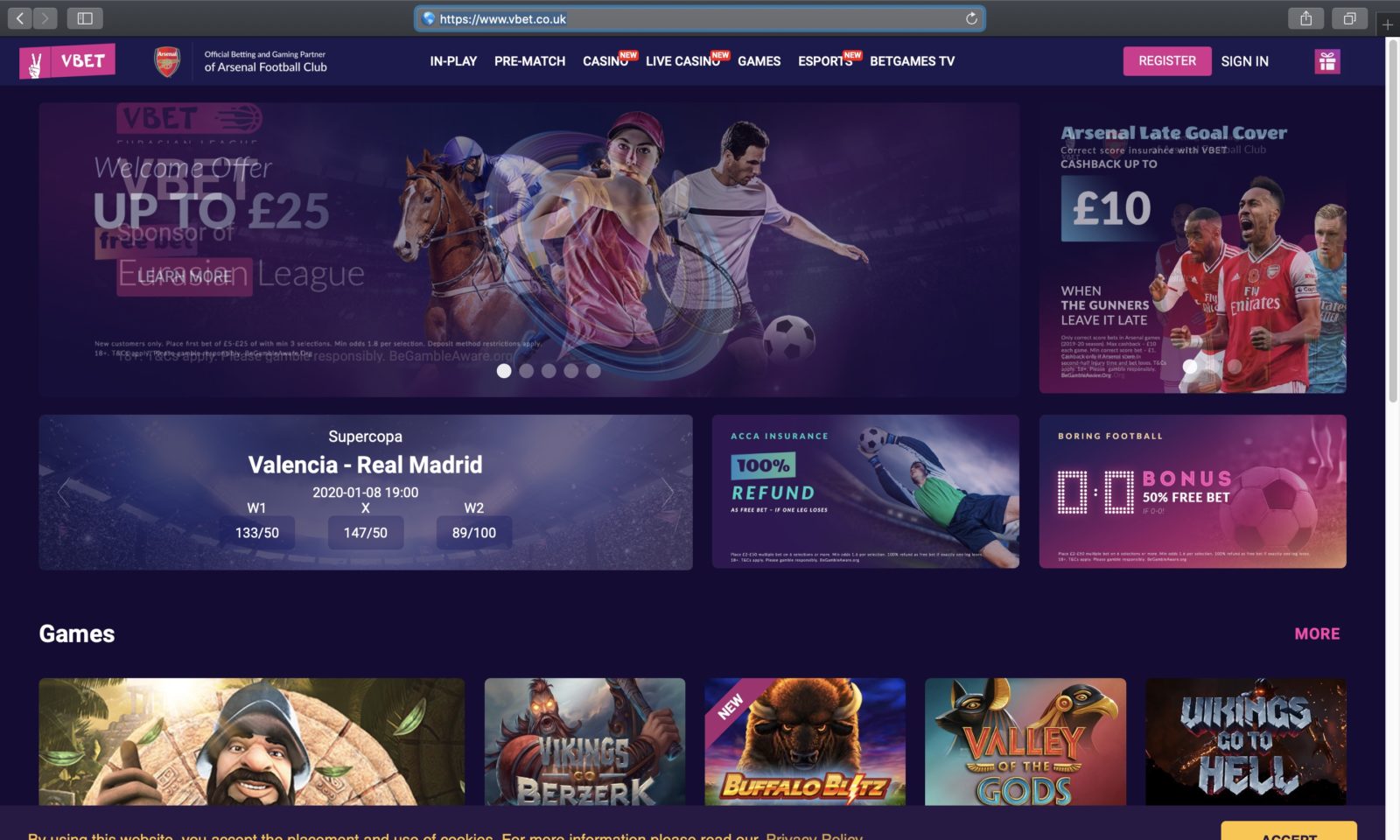 Screenshot of vbet.co.uk