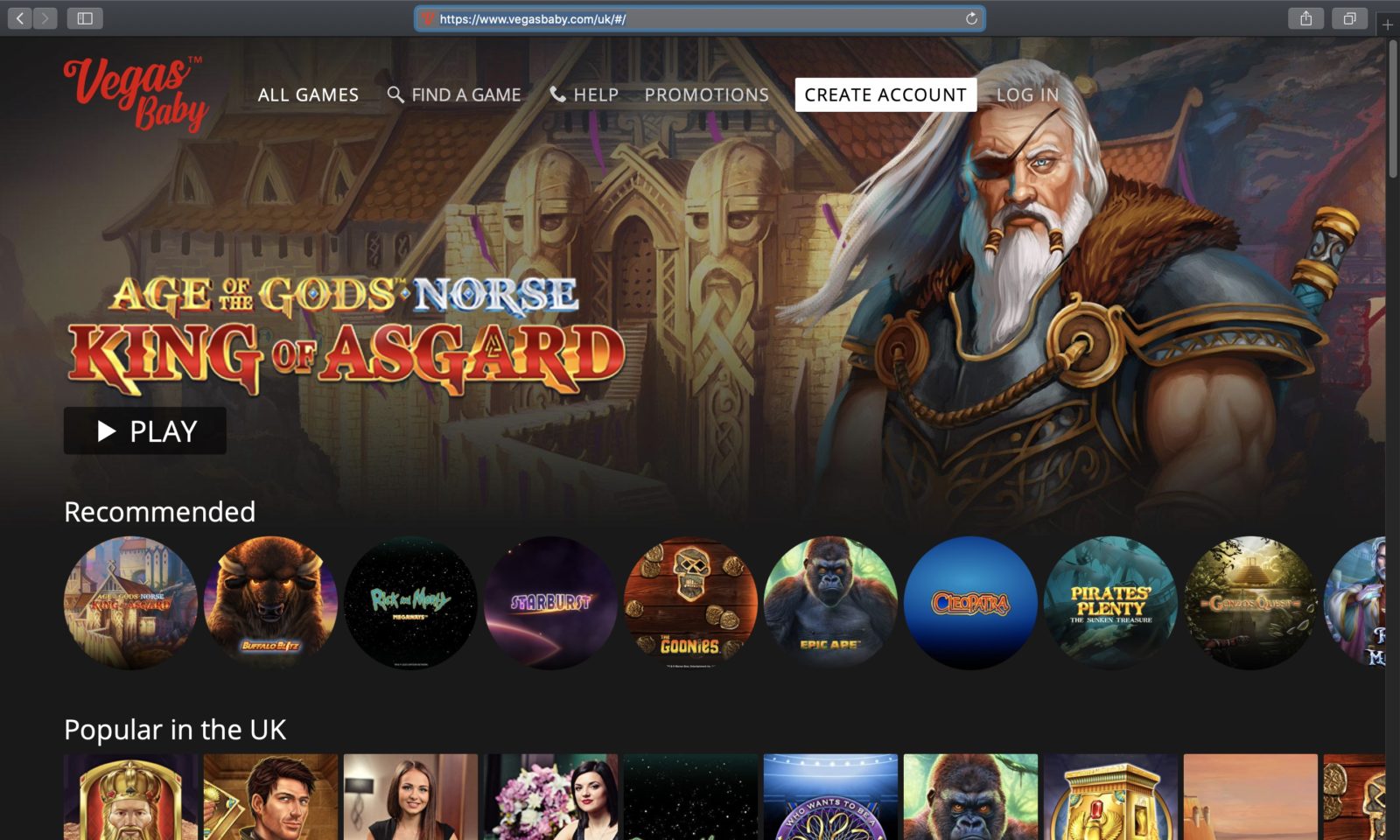 Screenshot of vegasbaby.com