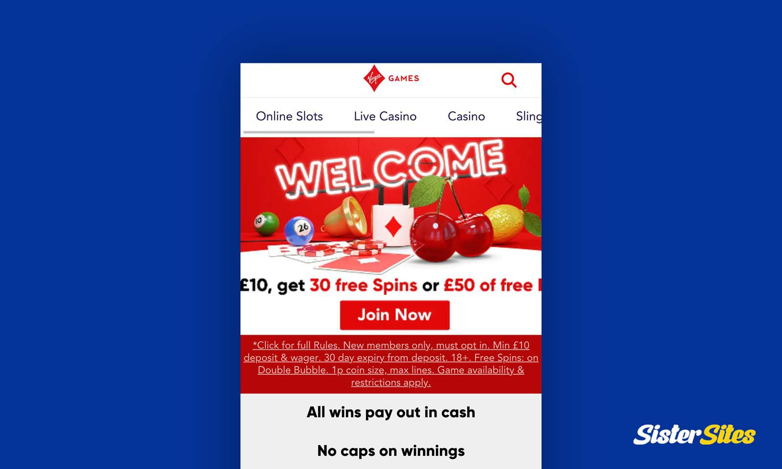 Virgin Games on Mobile