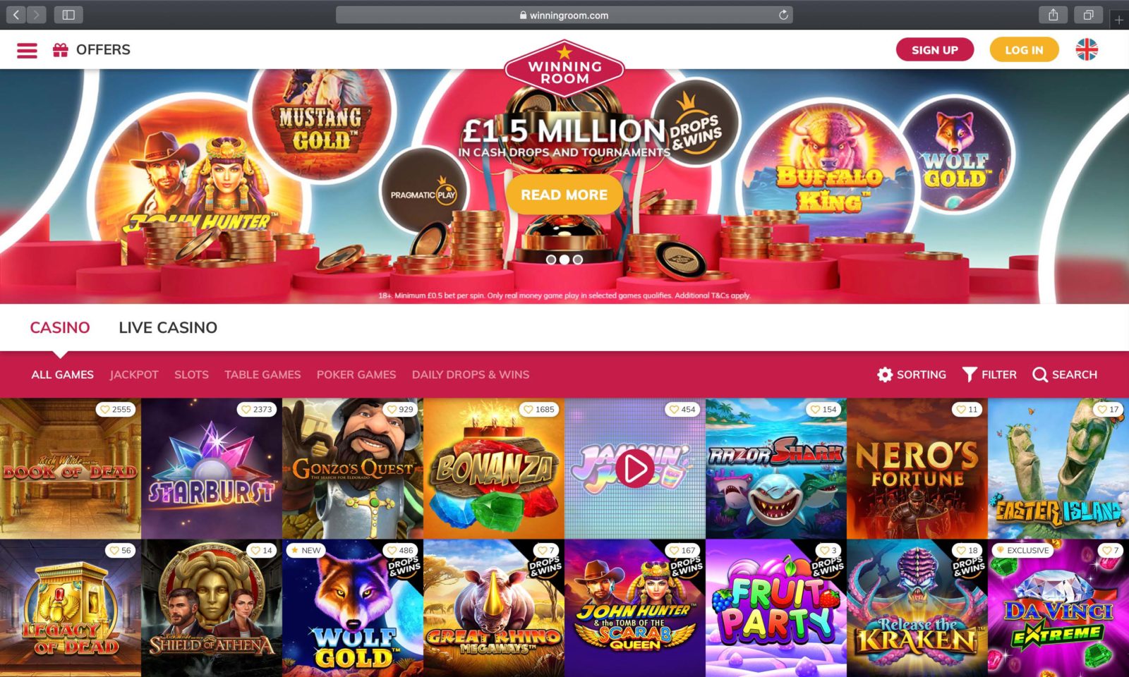 Screenshot of winningroom.com