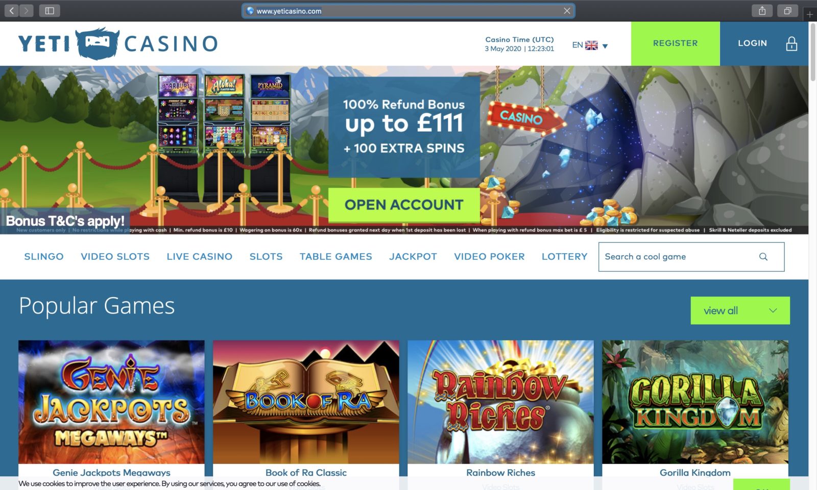 Screenshot of yeticasino.com