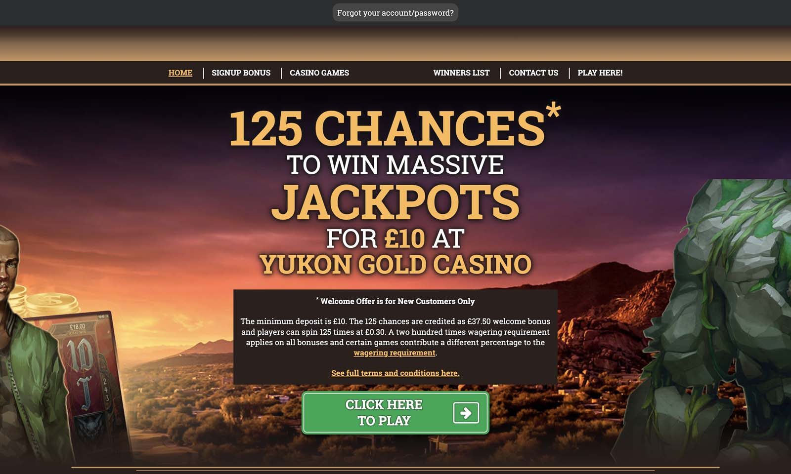 Screenshot of yukongoldcasino.co.uk