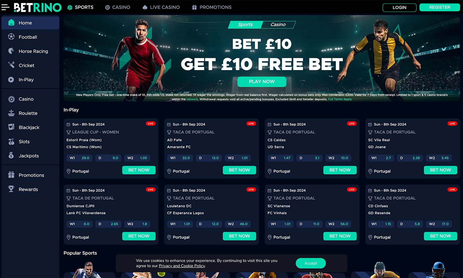 Homepage screenshot taken on 08 September 2024