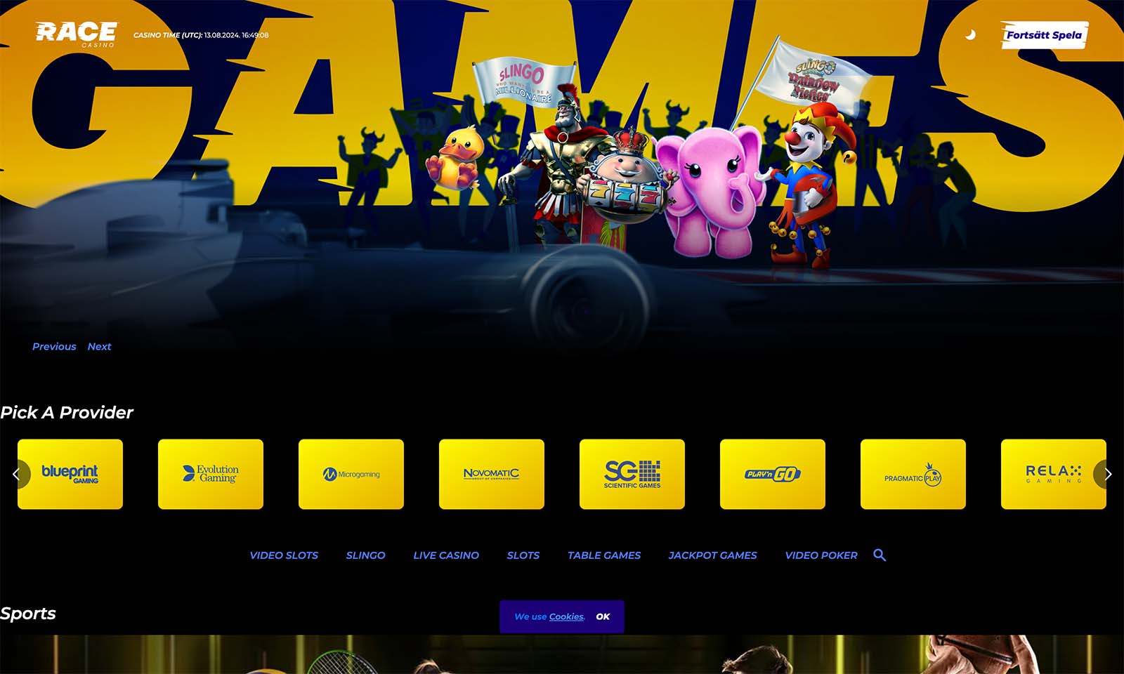 Homepage screenshot taken on 13 August 2024