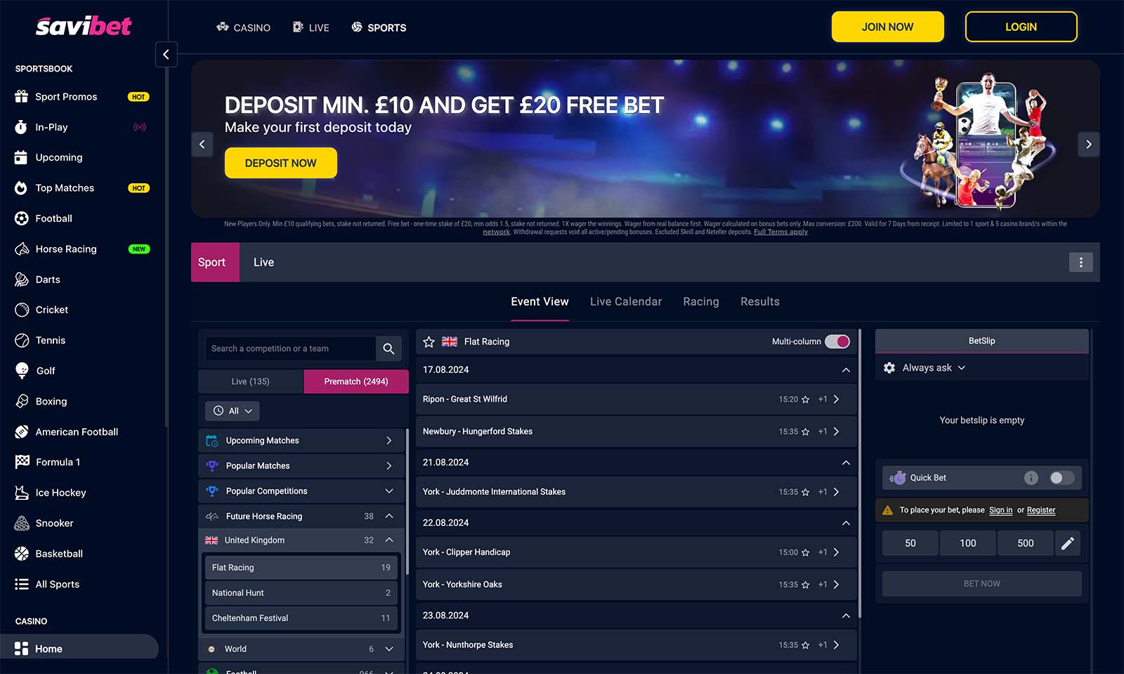 Homepage screenshot taken on 13 August 2024